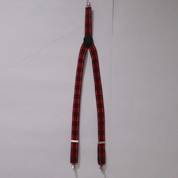 Elastic‎ Suspenders Plaid design Red & Blue - Picture 6 of 6